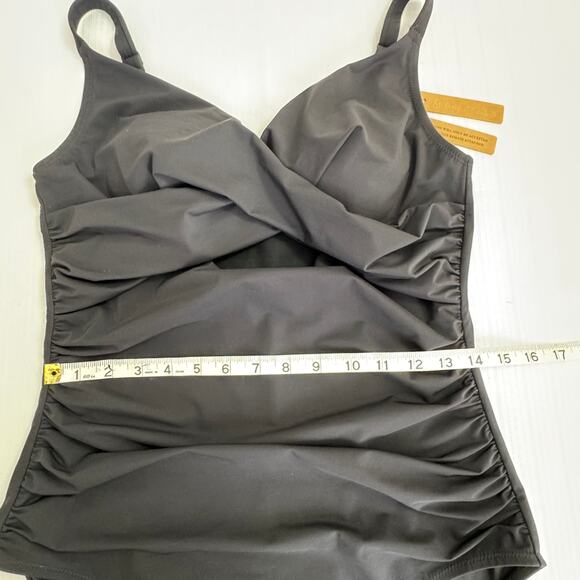 SHAPELLX Large Ribbed Cutout Front Shaping Swimsuit Black One-Piece Tummy CTRL - Picture 6 of 10